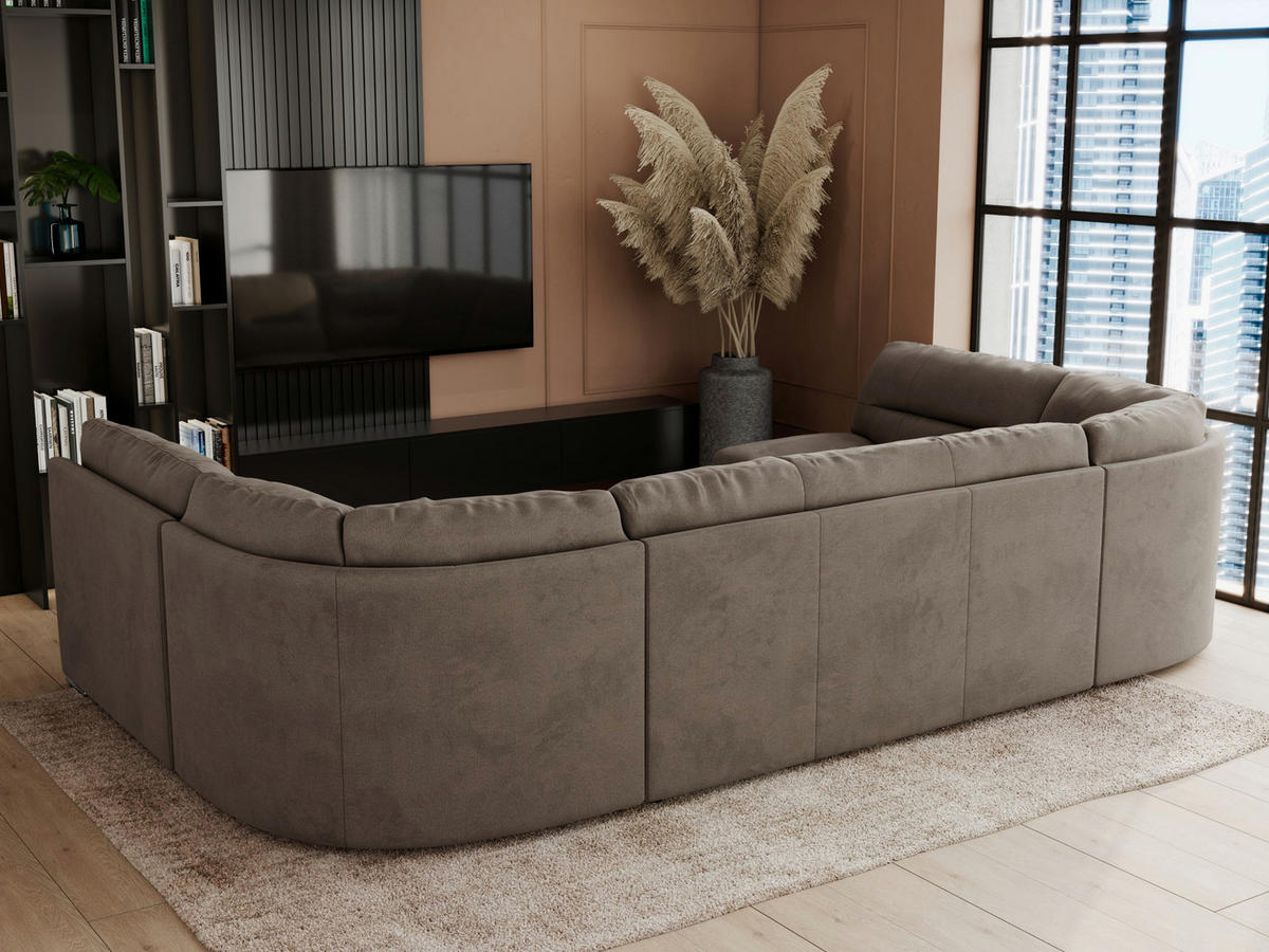 WOHNLANDSCHAFT COMODO U Braun Velvet - Silberfarben/Braun, Textil/Metall (340/93/206cm) - MKS