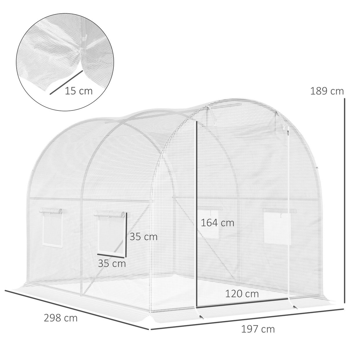 GEWÄCHSHAUS DE-11887 mit 4 Fenstern & Tür Weiß - Weiß, Metall (200/190/300cm) - ComfortXL