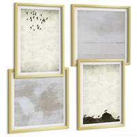BILDER SET 4er Set - 50x50 cm & 40x60 cm Goldrahmen - Textur eines Vogelschwarms - Goldfarben, Kunststoff (50/50cm) - TULUP