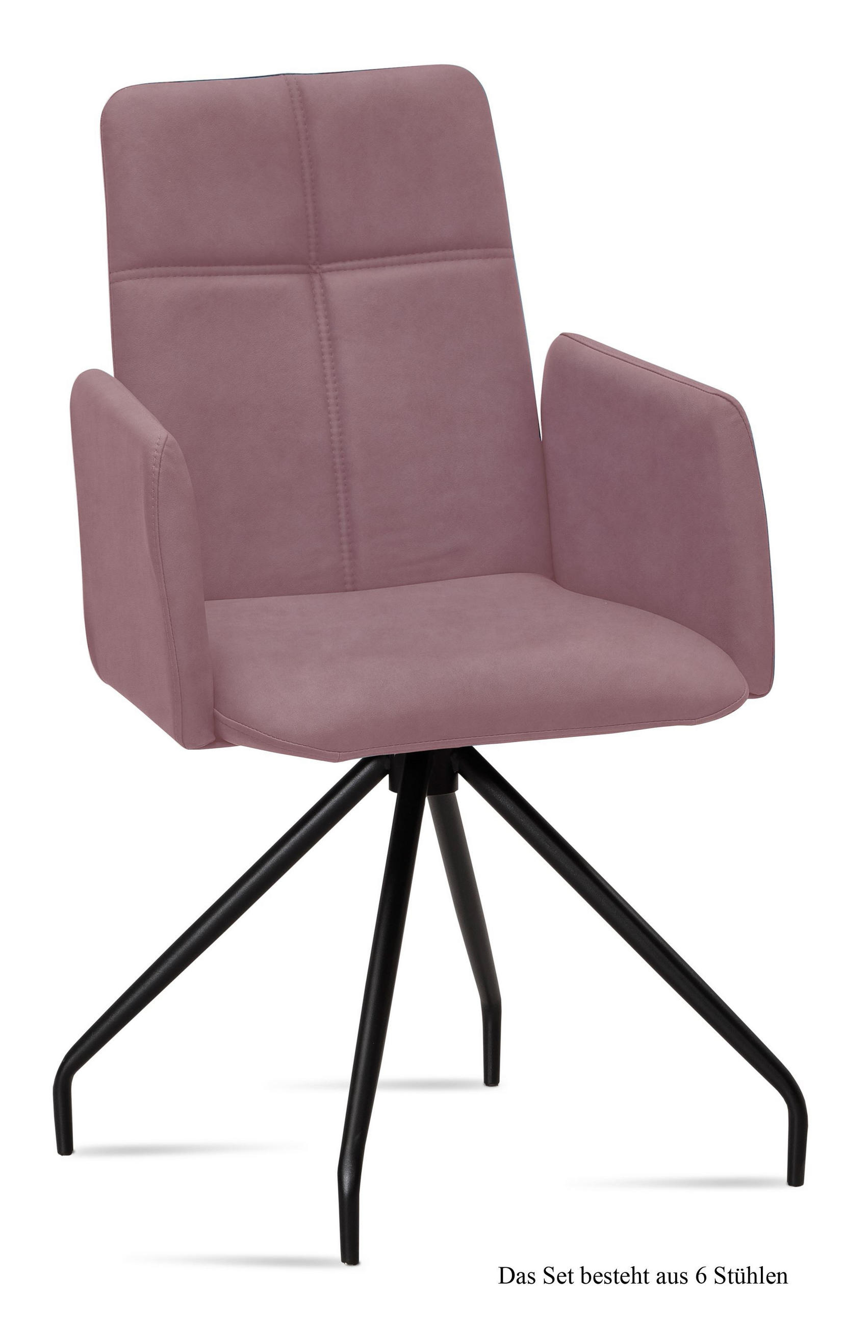ARMLEHNSTUHL (6er-Set) Devaki 52x92x60 Schwarz/Rosewood - Dunkelrosa/Schwarz, Kunststoff (60/92/52cm) - 58aufmkessel