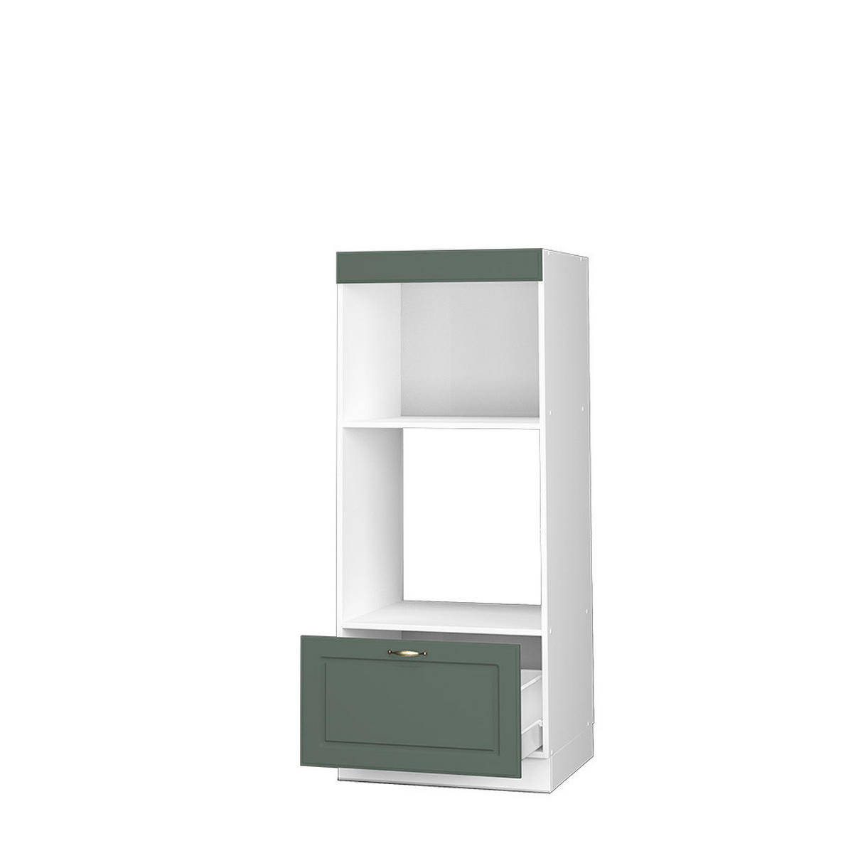 MIKROWELLENSCHRANK Fame-Line Grün-Gold Landhaus 60 cm offen - Weiß/Grün, Holzwerkstoff (60/153.6/58.1cm) - Vicco
