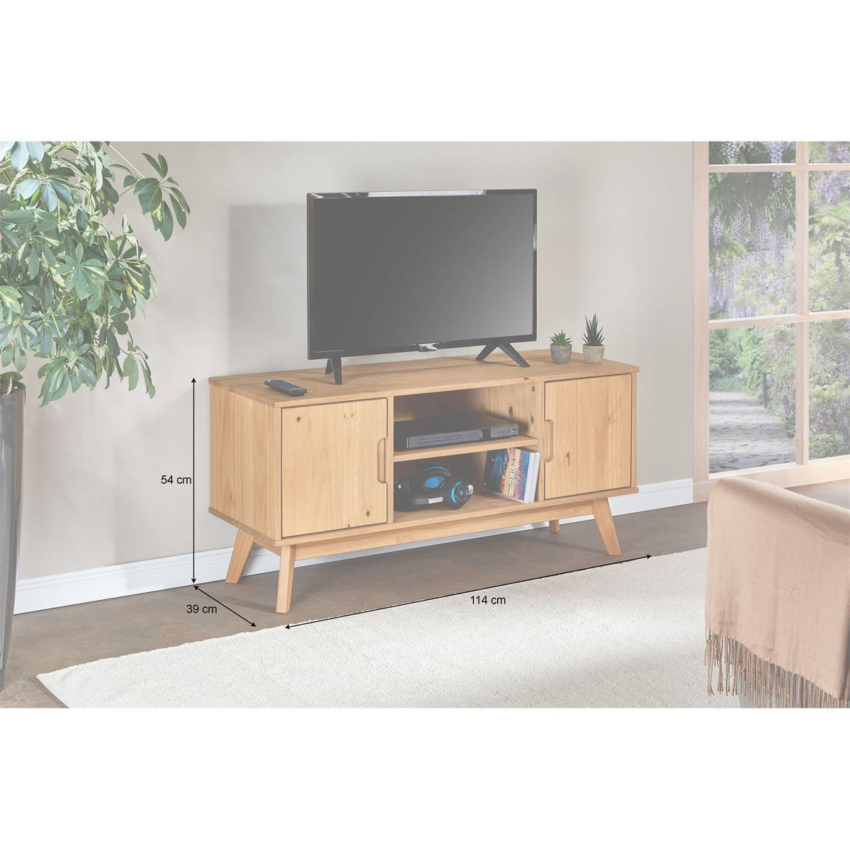 LOWBOARD TIVOLI - Braun, Holz (114/54/39cm) - IDIMEX