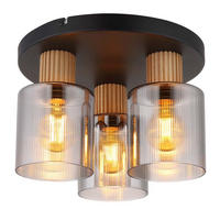 DECKENLEUCHTE ALEIDIS Holz, Rauchglas, Schwarz, 3-flammig - Orange, Holz (30/30/21cm) - Globo Lighting