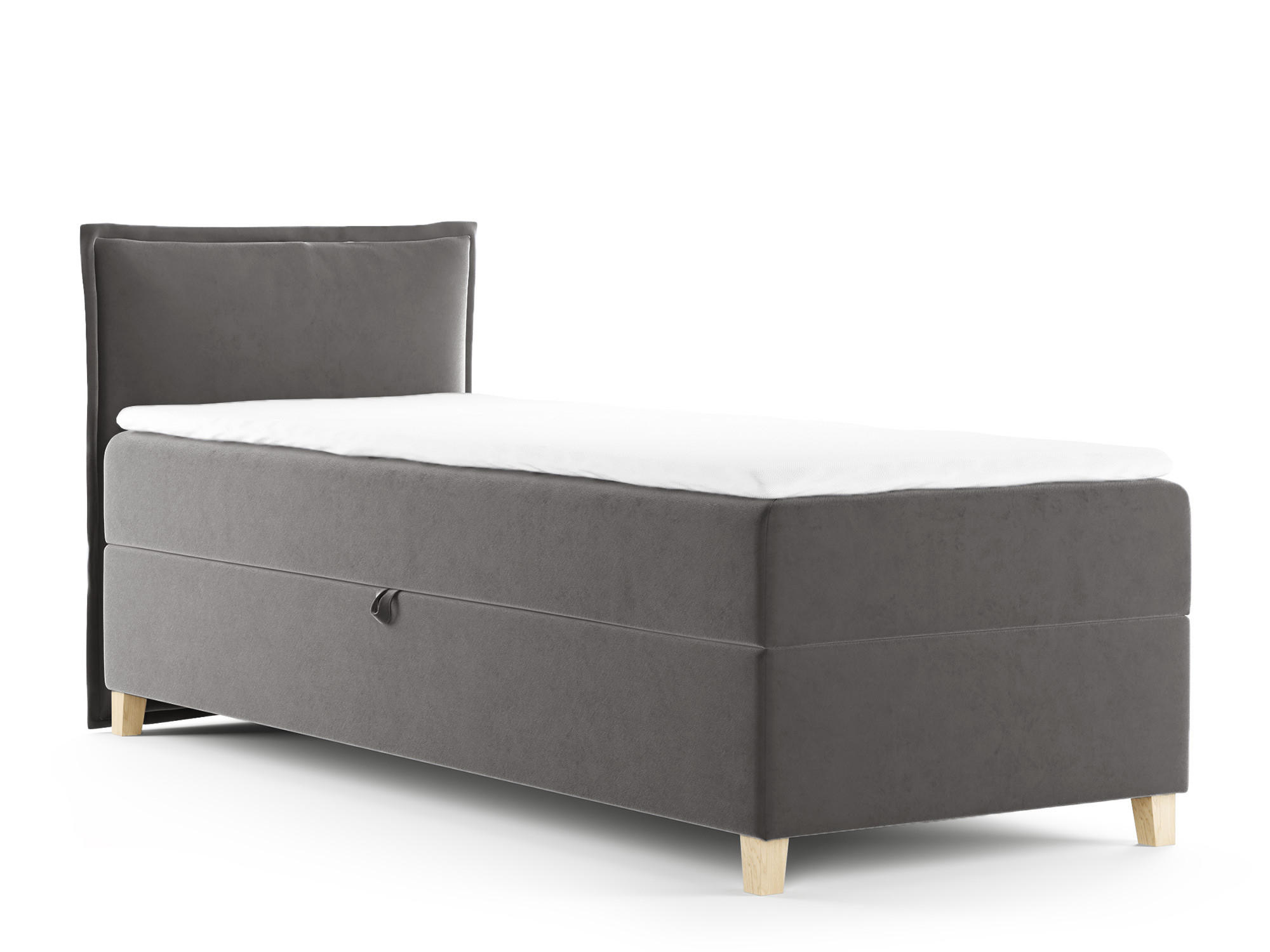 BOXBETT Fren Mini - 80x200 - dunkelgrau (Kronos 22, Velvet) - Dunkelgrau/Beige, Holz/Holzwerkstoff (80/200cm) - Sofnet