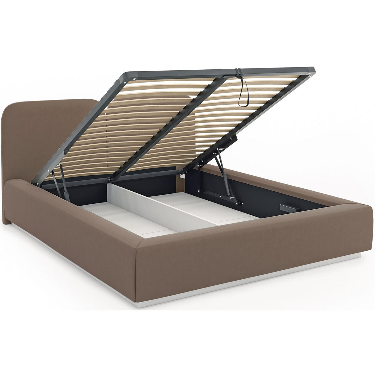 POLSTERBETT Comoves 160x200 Braun mit Veloursbezug und Bettkasten - Braun, Textil (160/200cm) - Selsey