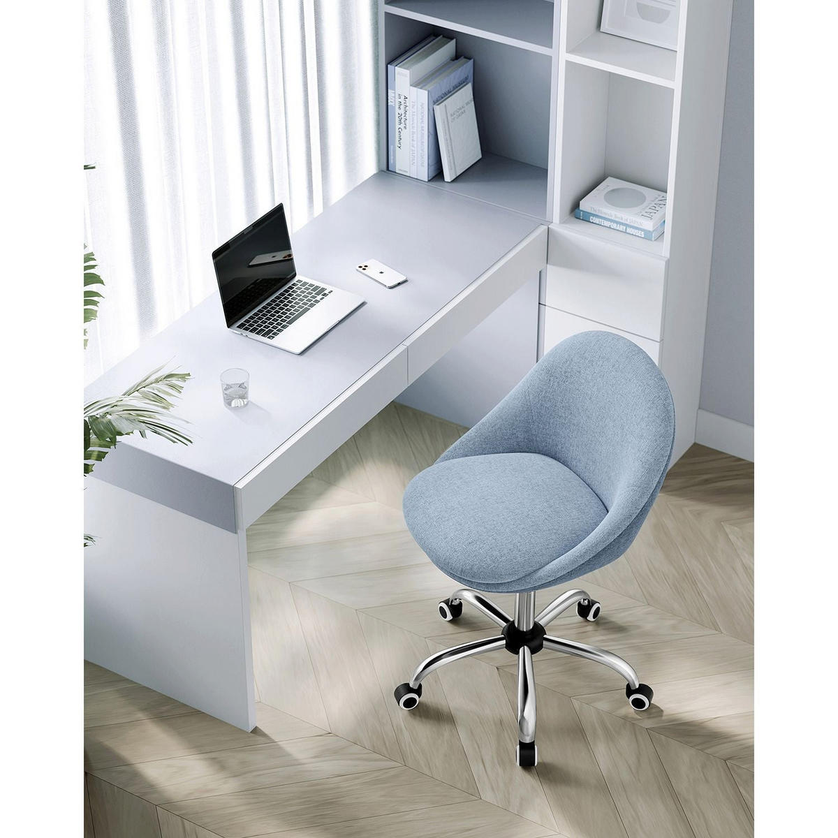 SCHREIBTISCHSTUHL ACCRA - Blau, Metall (60/90/60cm) - Hansiro