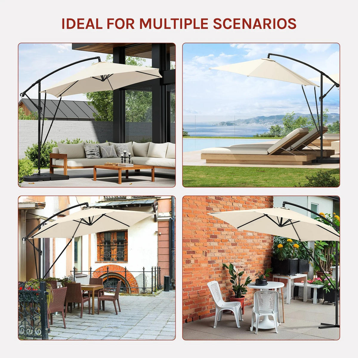 AMPELSCHIRM 310 cm Beige mit Tasche - Beige, Metall (310/310cm) - Bomclap