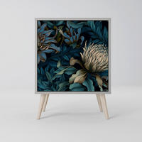 SIDEBOARD TWILIGHT BLOOM, Grau, 57,5x42x77,5 cm, Schräge Buchenholzfüße - Buchefarben/Multicolor, Holzwerkstoff/Buchenholz (57.5/77.5/42cm) - SpaceRebels