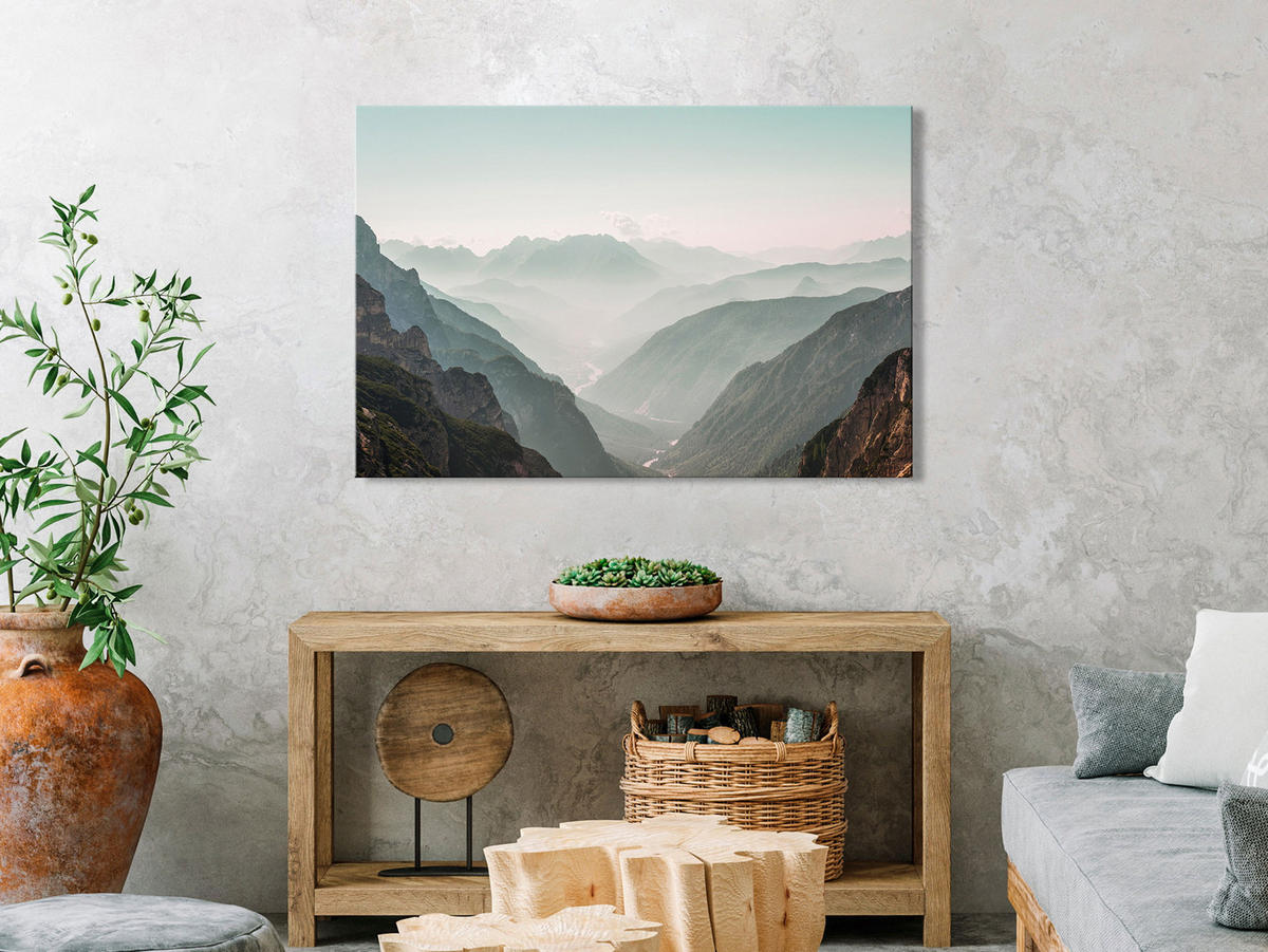 KUNSTDRUCK Grün 90/60 cm - Braun/Grün, Textil (90/60cm) - KUNSTLOFT