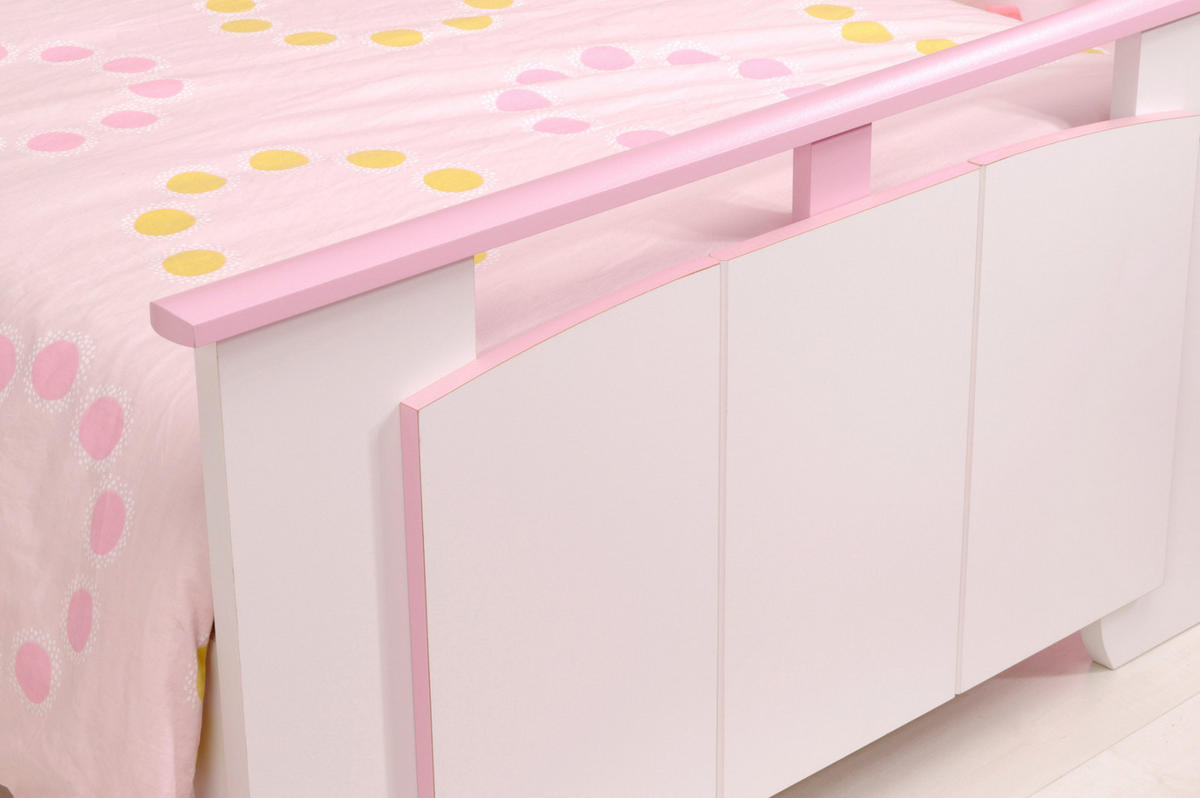KINDERZIMMER Set 3-tlg Kommode Nachttisch und Bett 90 x 200 cm - Rosa/Weiß, Holz/Holzwerkstoff (90/79/200cm) - Parisot Meuble