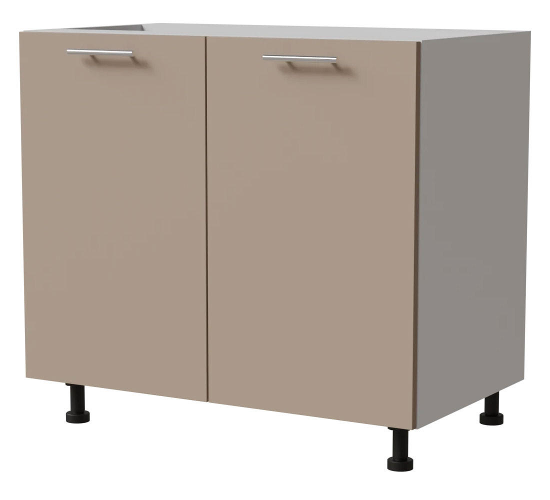 KÜCHENUNTERSCHRANK Brerra D11/90 Korpus weiß / Front RAL 1019 graubeige Matt 90 / 50 / 82 cm - Graubraun/Weiß, Holz/Holzwerkstoff (90/82/50cm) - Feldmann-Wohnen