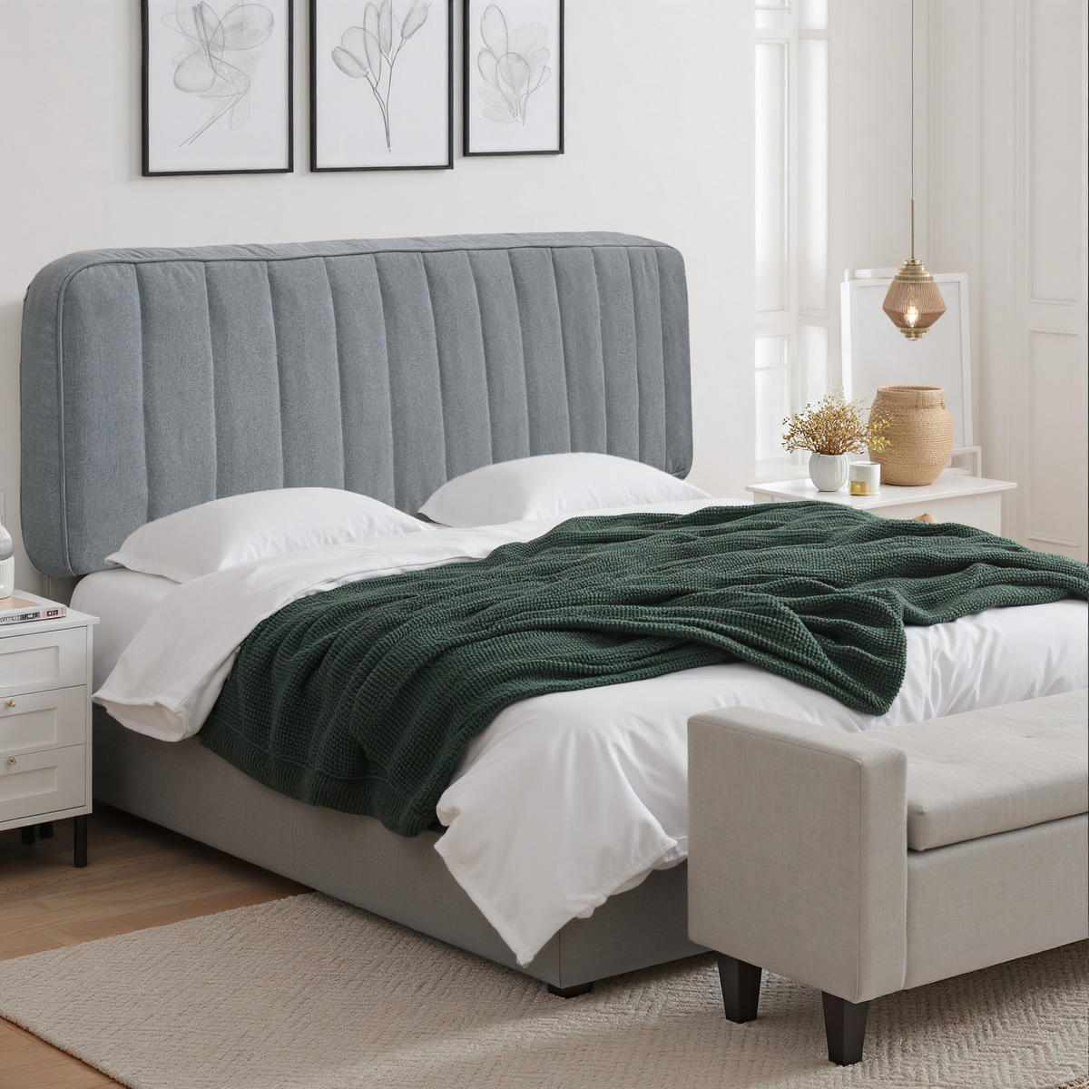 KOPFTEIL Kaschmir-Leinen-Mischgewebe 60*123cm - Grau, Textil (10/60/120cm) - Vercart