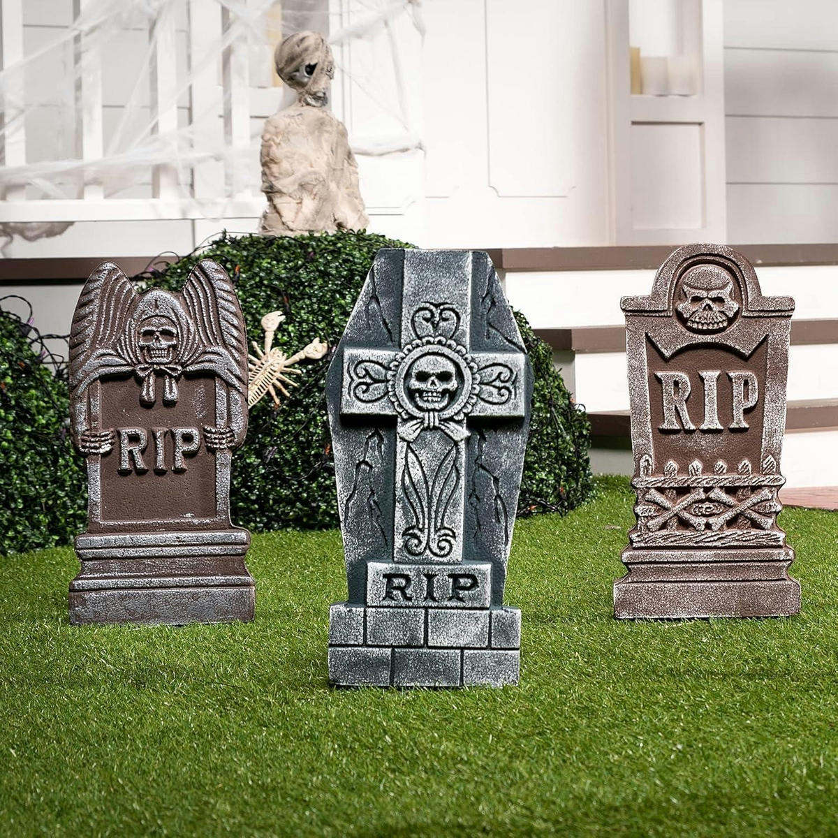 HALLOWEEN Dekoration 5-teiliges Set Grabsteine 43 cm - Multicolor, Kunststoff (5/3/43cm)