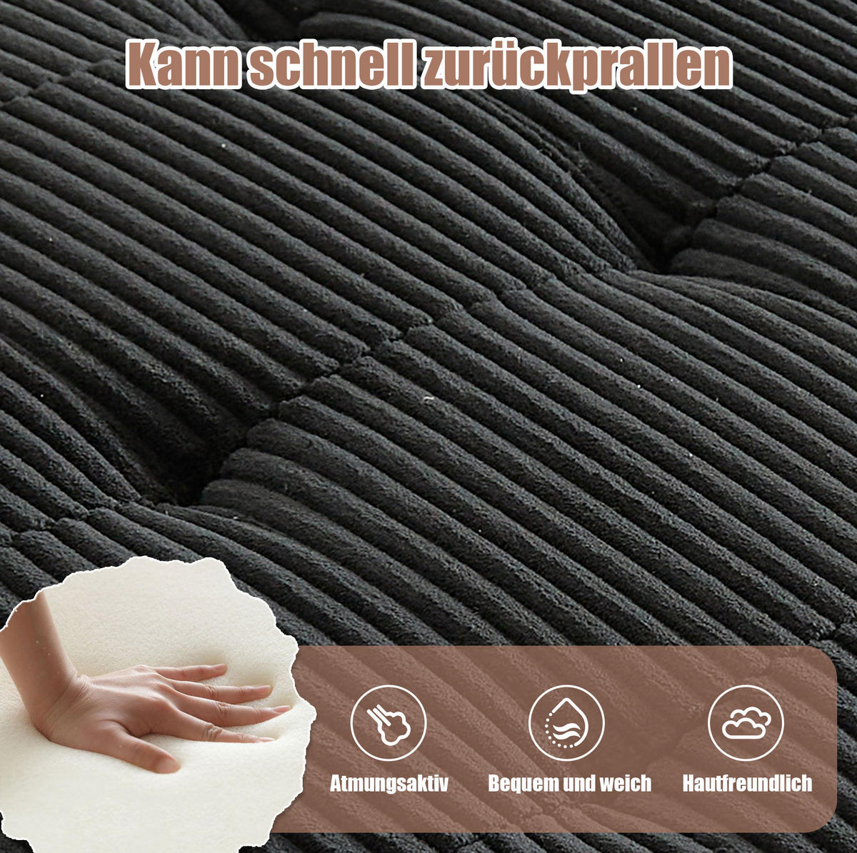 SEDACIA zostava z menčestru, 308/154/81,99 cm čierna, modulárna 6-miestna - čierna, textil (154/82/308cm) - BEAOK