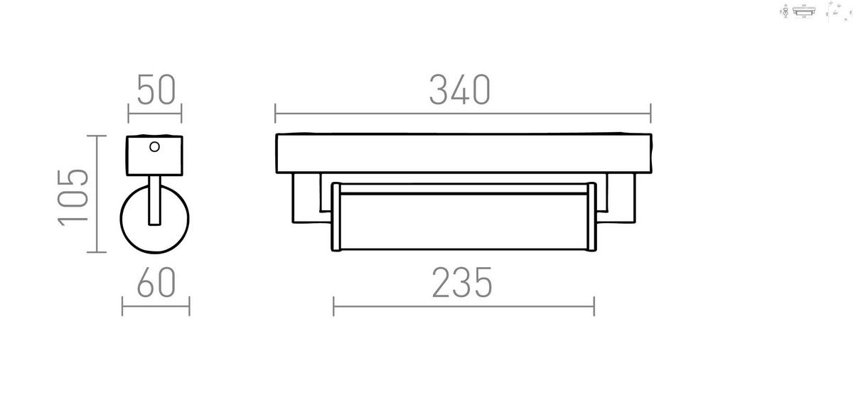 WANDLEUCHTE ROCCA 34 Chrom 8 W IP44 - Chromfarben, Metall (20/25/15cm) - Rendl