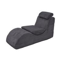 SESSEL Cord Dunkelgrau mit Seitentasche und Kopfkissen - Dunkelgrau, Holzwerkstoff/Textil (66/90/160cm) - WISHDOR