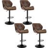 BARHOCKER 4er Set, höhenverstellbar,drehbar,Kunstleder Stahl - Dunkelbraun, Metall (50/94/41cm) - Woltu