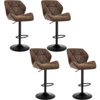 BARHOCKER 4er Set, höhenverstellbar,drehbar,Kunstleder Stahl - Dunkelbraun, Metall (50/94/41cm) - Woltu