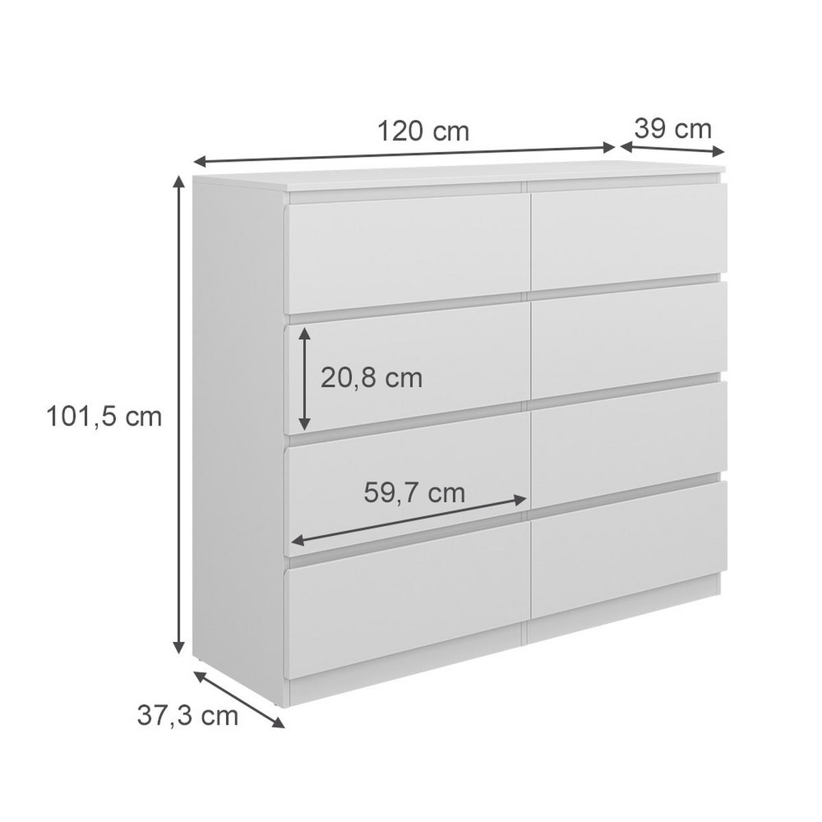 KOMMODE Calisto Weiß 120 x 101.5 cm - Weiß, Holzwerkstoff (39/101.5/120cm) - Vicco