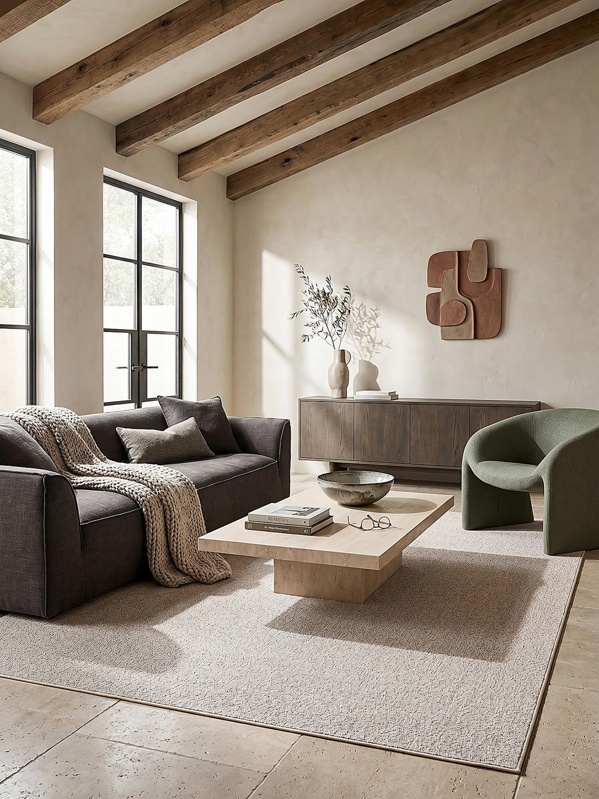 TEPPICH Niederflor Uni COLFOSCO Polypropylen Beige 133 x 133 cm - Beige, Textil (240/340cm) - KADIMA DESIGN