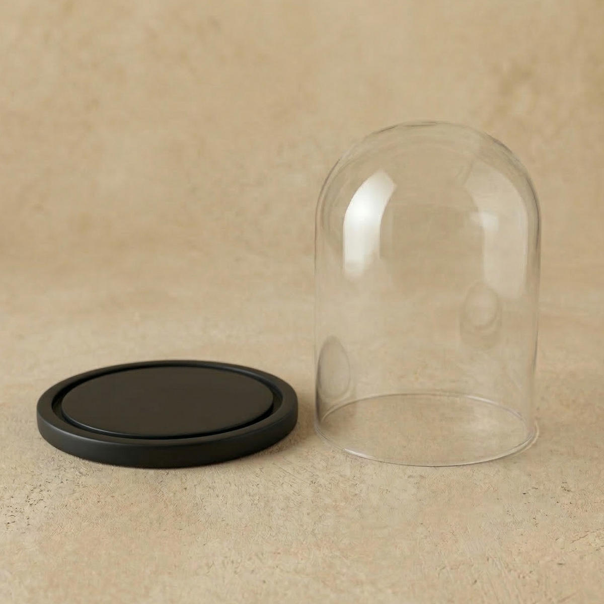 DEKOGLOCKE mit Glassturz Aura 23/23/30 cm - Schwarz, Glas (23/30/23cm) - SCENA LIVING