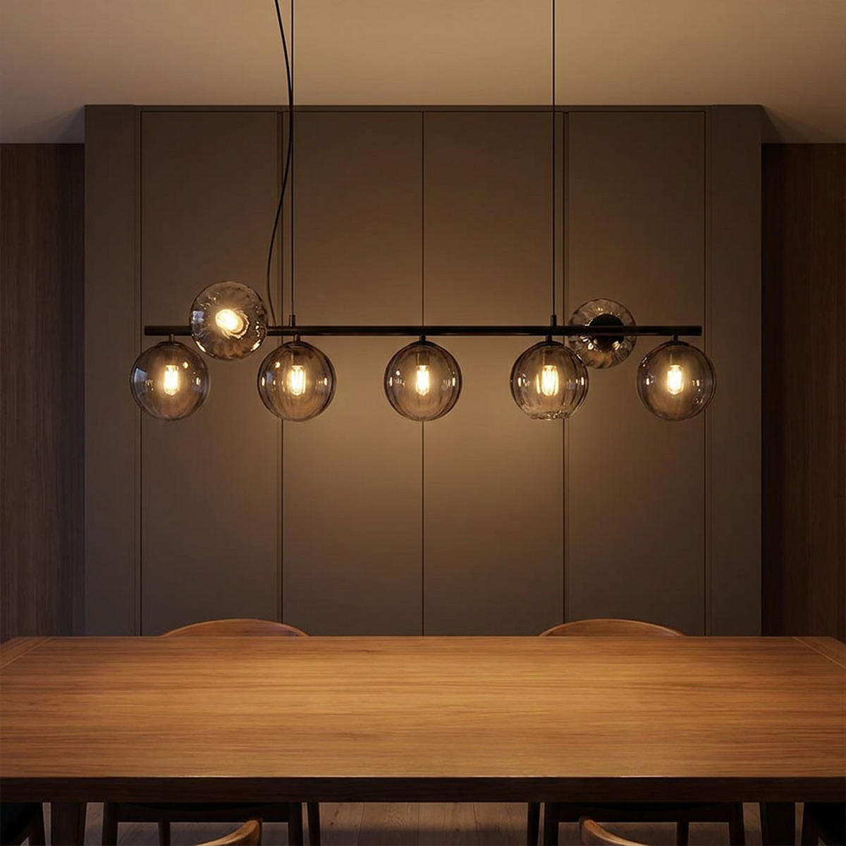 HÄNGELEUCHTE DALLERTA Metall, Schwarz, Glas, Rauchoptik - Schwarz, Glas (95/17.5/120cm) - Globo Lighting