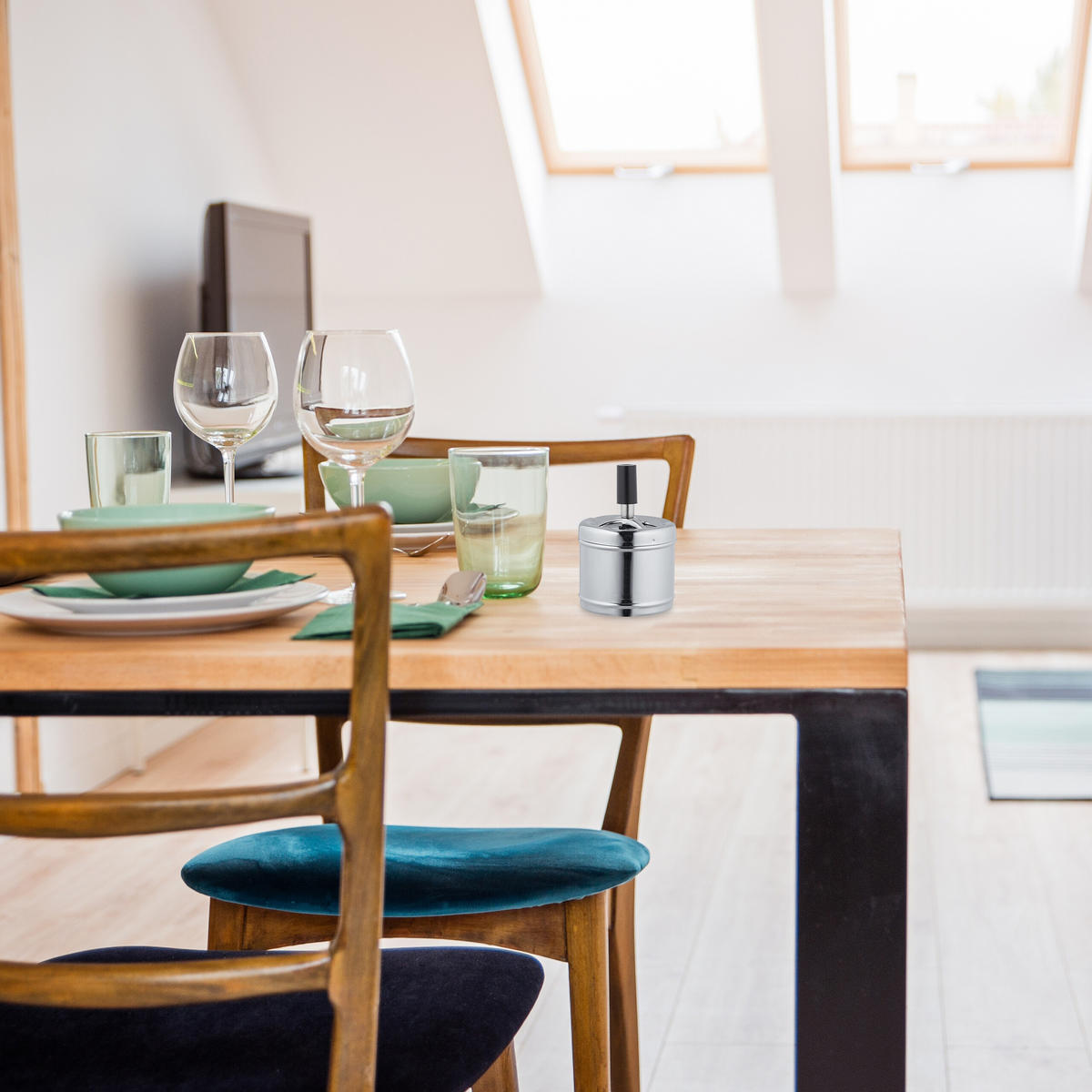 ASCHENBECHER - Silberfarben, Kunststoff/Metall (7.5cm) - Relaxdays