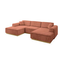 WOHNLANDSCHAFT IREA-U1-v2 - 297x165x81 cm Apricot - Koralle, Holzwerkstoff/Textil (297/81/165cm) - ALTDECOR