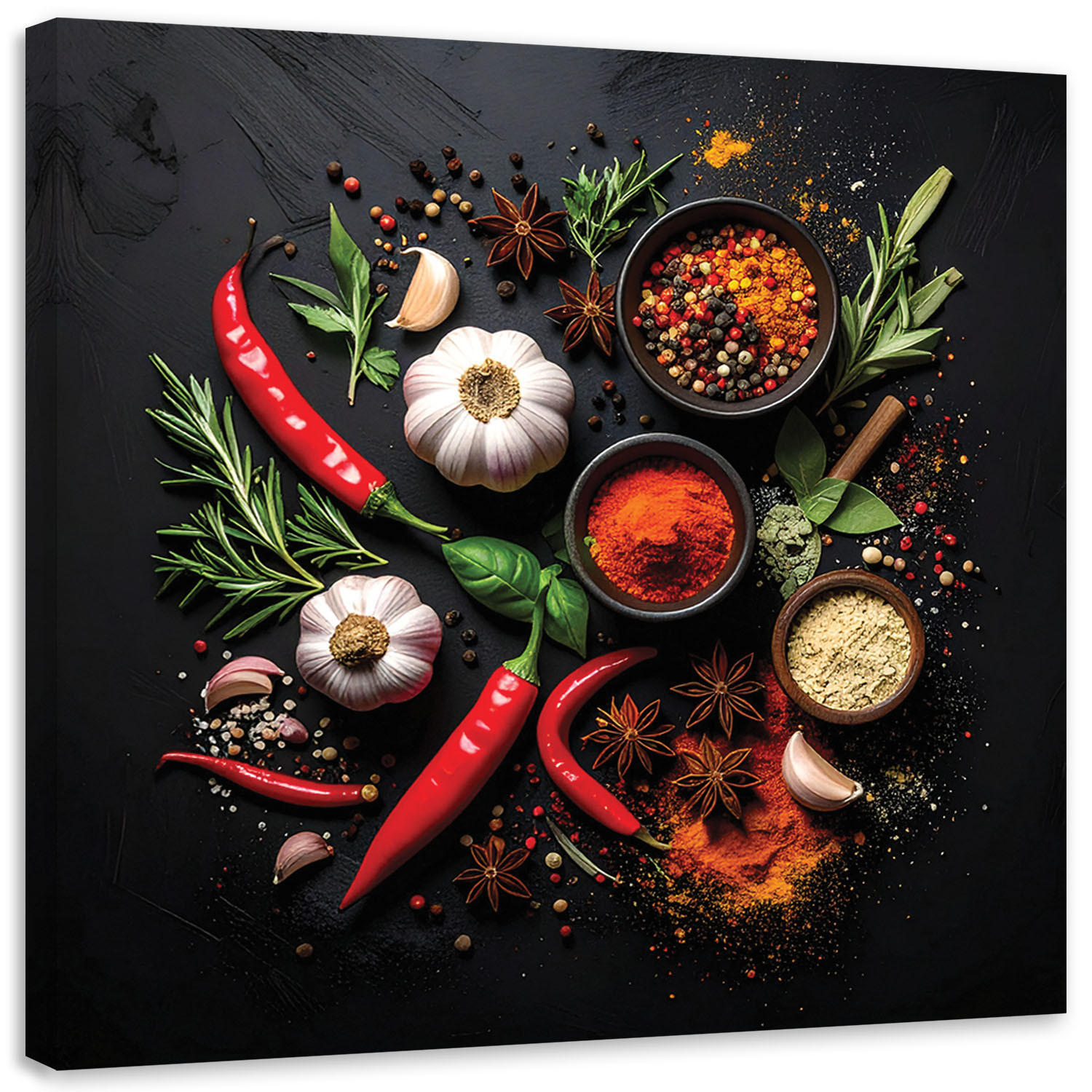 LEINWANDBILD Essen & Trinken 50x50cm - Multicolor, Textil (50/50cm) - Feeby