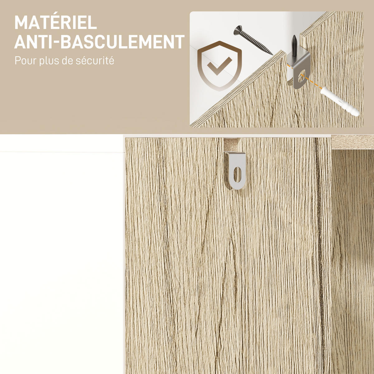 WASCHBECKENUNTERSCHRANK DE-15928 mit 2 Türen und Stahlbeinen Natur - Naturfarben, Holzwerkstoff (60/60/30cm) - ComfortXL