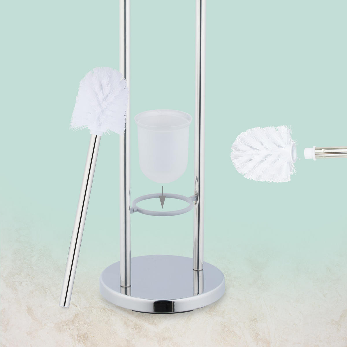 WC-GARNITUR - Silberfarben, Kunststoff/Textil (22/79/22cm) - Relaxdays