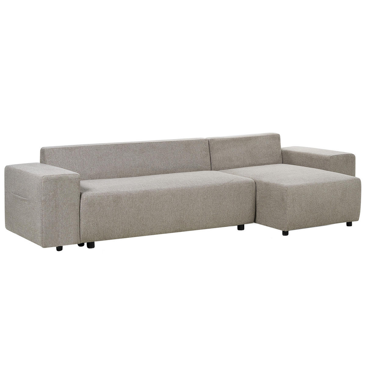3-SITZER-ECKSOFA taupe rechtsseitig mit Schlaffunktion Stauraum Luspa - Schwarz/Braun, Textil (294/130cm) - Beliani