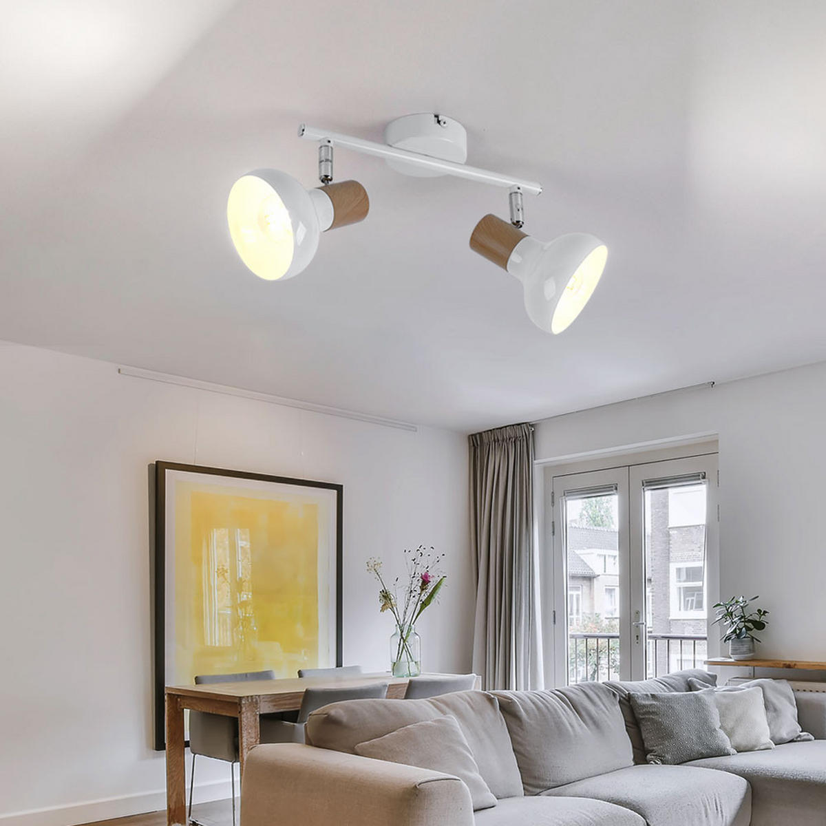 LED DECKENLEUCHTE Weiß Holzoptik - Weiß, Metall (35.5/13/16cm)