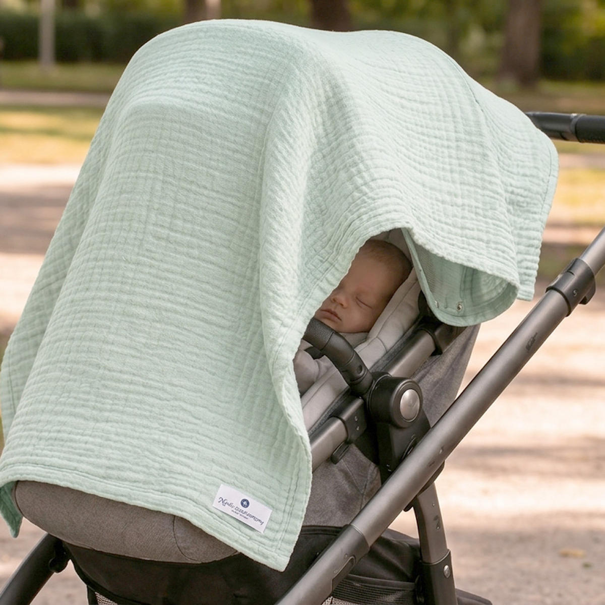 MUSSELINDECKE Baby Babydecke Musselin Einschlagdecke Puckdecke Erstlingsdecke atmungsaktiv - Mintgrün, Textil (80/80cm) - nordic coast company