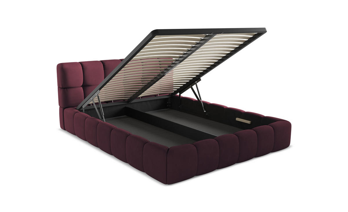 POLSTERBETT mit Bettkasten und Lattenrost 180x228 Grau - Dunkelgrau/Schwarz, Kunststoff/Textil (160/200cm) - Makamii