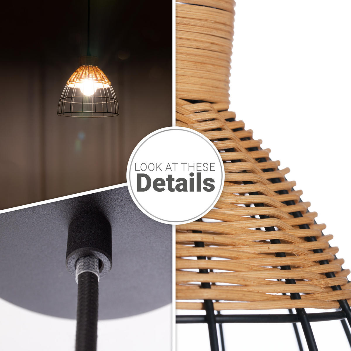 PENDELLEUCHTE Pucu - Schwarz, Metall (22/22/21.4cm) - Paco Home