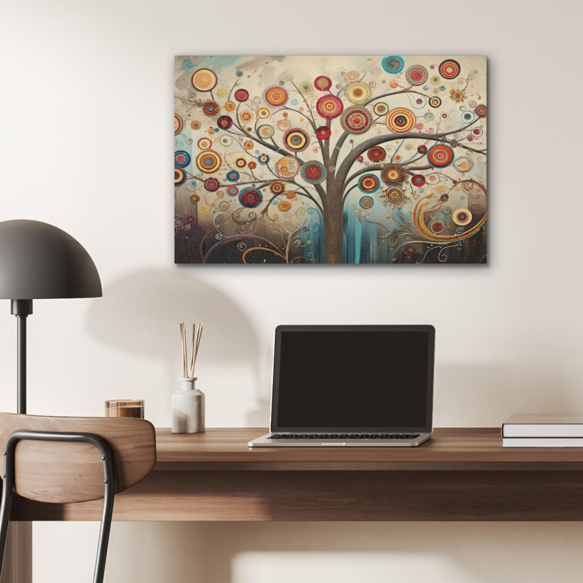 AKUSTIKBILD Baum - Baum des Lebens - Farbe Wanddeko 70x50 cm - Braun, Kunststoff (70/50/0.9cm) - MuchoWow