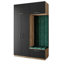 GARDEROBENSCHRANK REMA 150/240/60 cm Modern Garderobe-Set Eiche Wotan - Eiche Wotan/Schwarz, Holzwerkstoff (150/240/60cm) - MASSENO