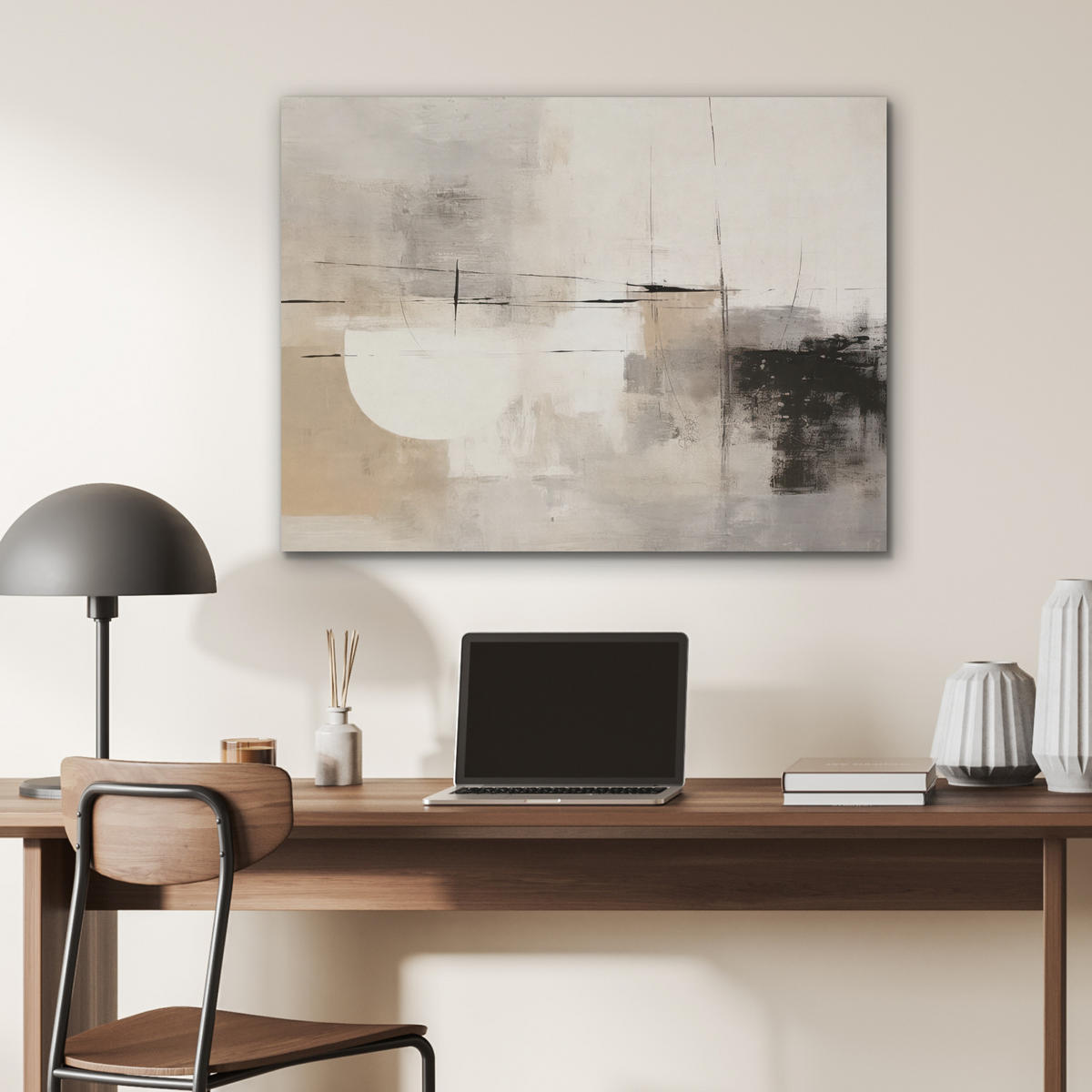AKUSTIKPANEEL Abstrakt - Kunst - Grau 80x60 cm - Hellgrau, Textil (80/0.9/60cm) - MuchoWow