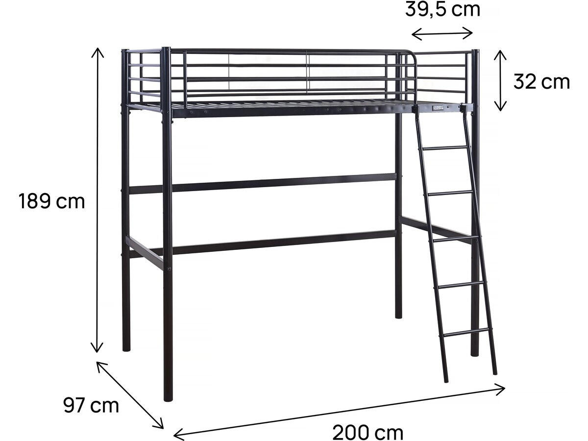 ETAGENBETT alora Schwarz - Schwarz, Metall (190/90cm) - Habitat Garten