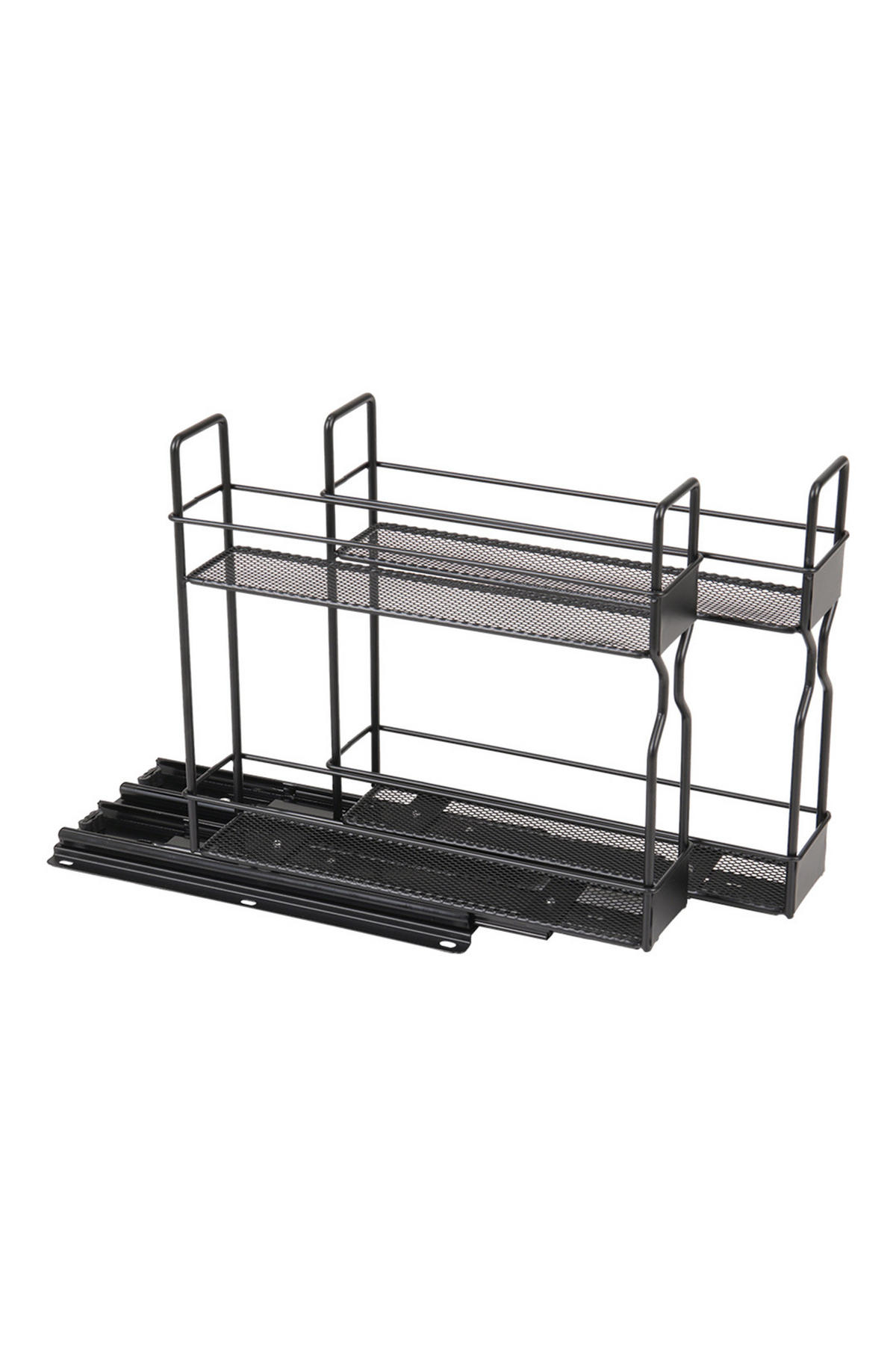 GEWÜRZREGALE mit Schienen Parallele ausziehbare - Schwarz, Metall (26.5/26.1/13.2cm) - Livingandhome