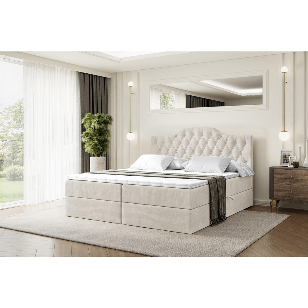 Thumbnail - Altdecor Boxbett, Ecru, Holzwerkstoff, Höhe ca. 20 cm, 120x200 cm, Schlafzimmer, Betten, Boxspringbetten