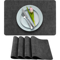 PLATZSET 4-teilig – 43 x 30 cm – Schwarz - Schwarz, Leder (43/30cm)