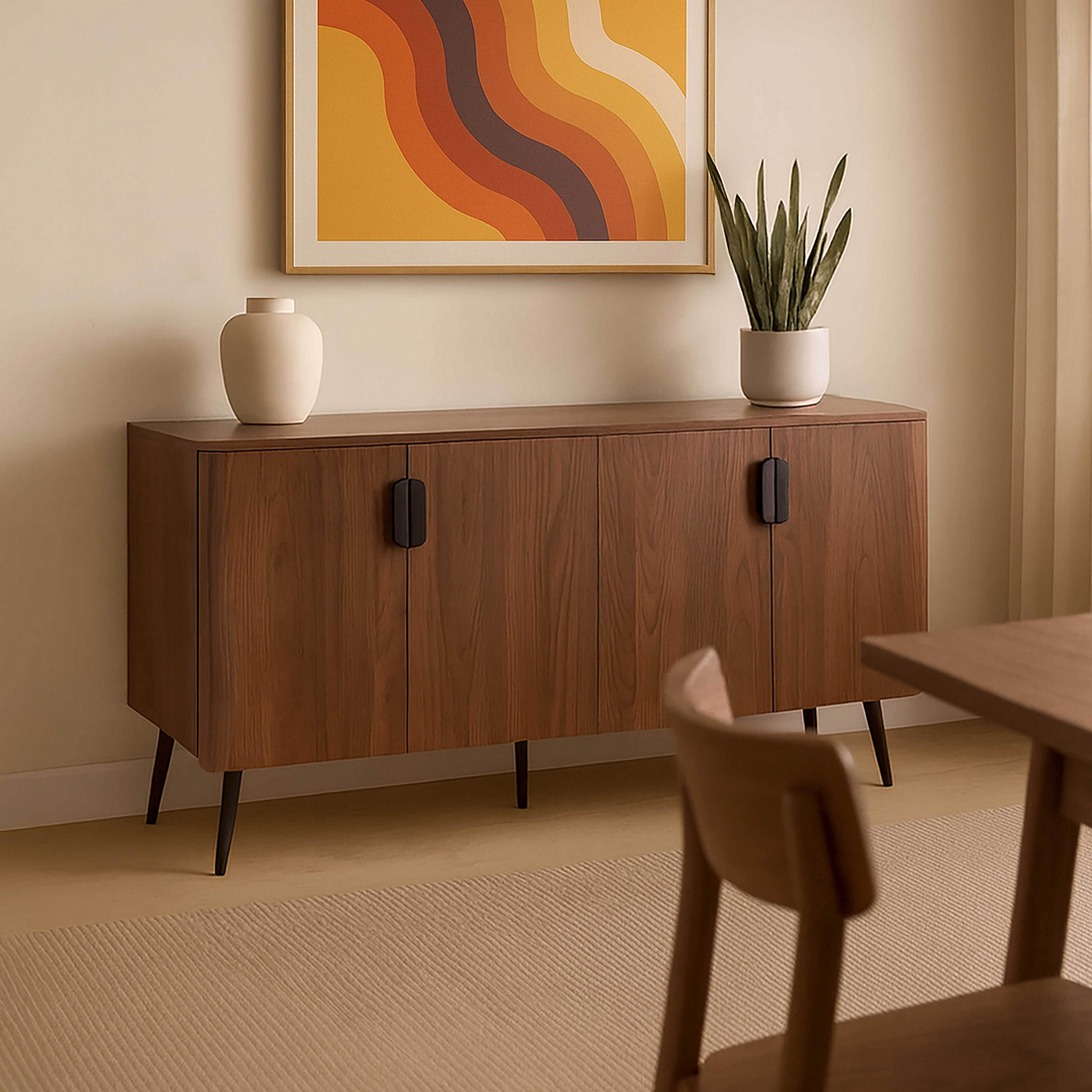SIDEBOARD 160 cm, dunkles Holz - Braun, Holz (40/75/160cm) - Oviala