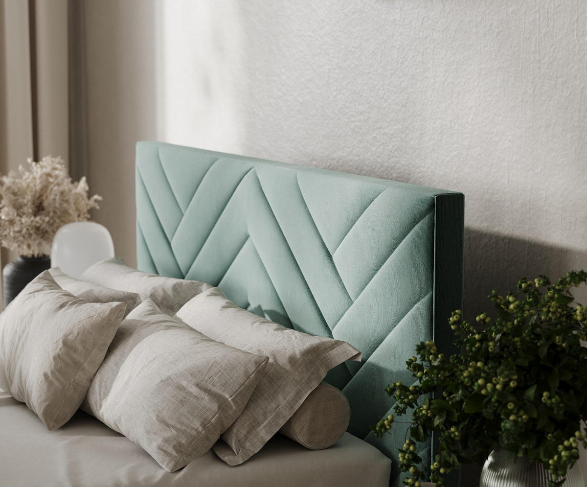 POLSTERBETT Arco 180/200 cm Türkis im Kronos Stoff - Türkis/Schwarz, Holz/Holzwerkstoff (180/200cm) - AltaBeds