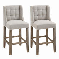 BARHOCKER 2er-Set mit Rückenlehne 47 x 50 x 101 cm Polyester Beige - Beige, Metall (50/101/47cm) - Meubliv