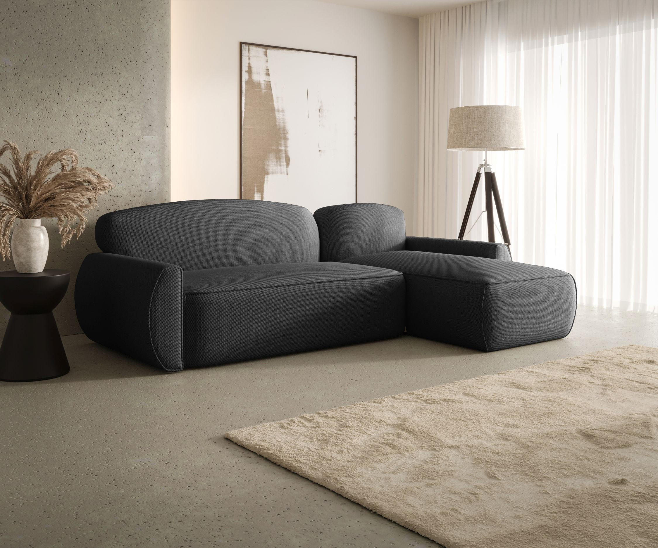 ECKSOFA mit Schlaffunktion LUCAS Curio 97 Rechts - Dunkelgrau, Textil (240/145cm) - Bedante