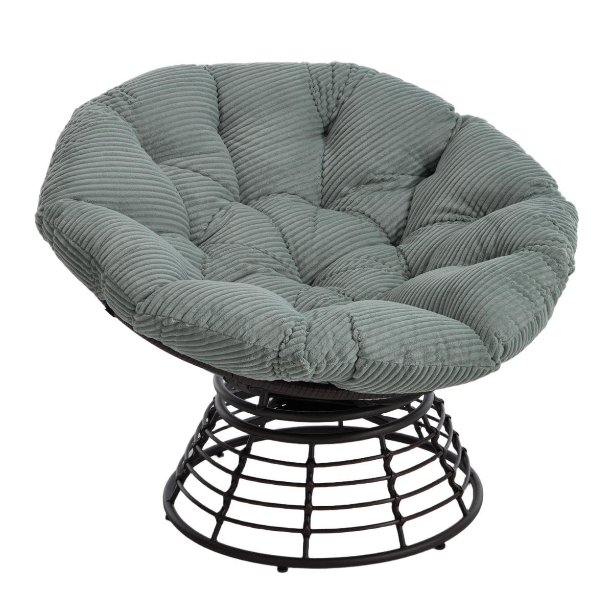 GARTEN-RELAXSESSEL Papasansessel, 360° drehbar,Rattan, Hellgrün - Hellgrün, Metall (60/67/92cm) - LVHOM