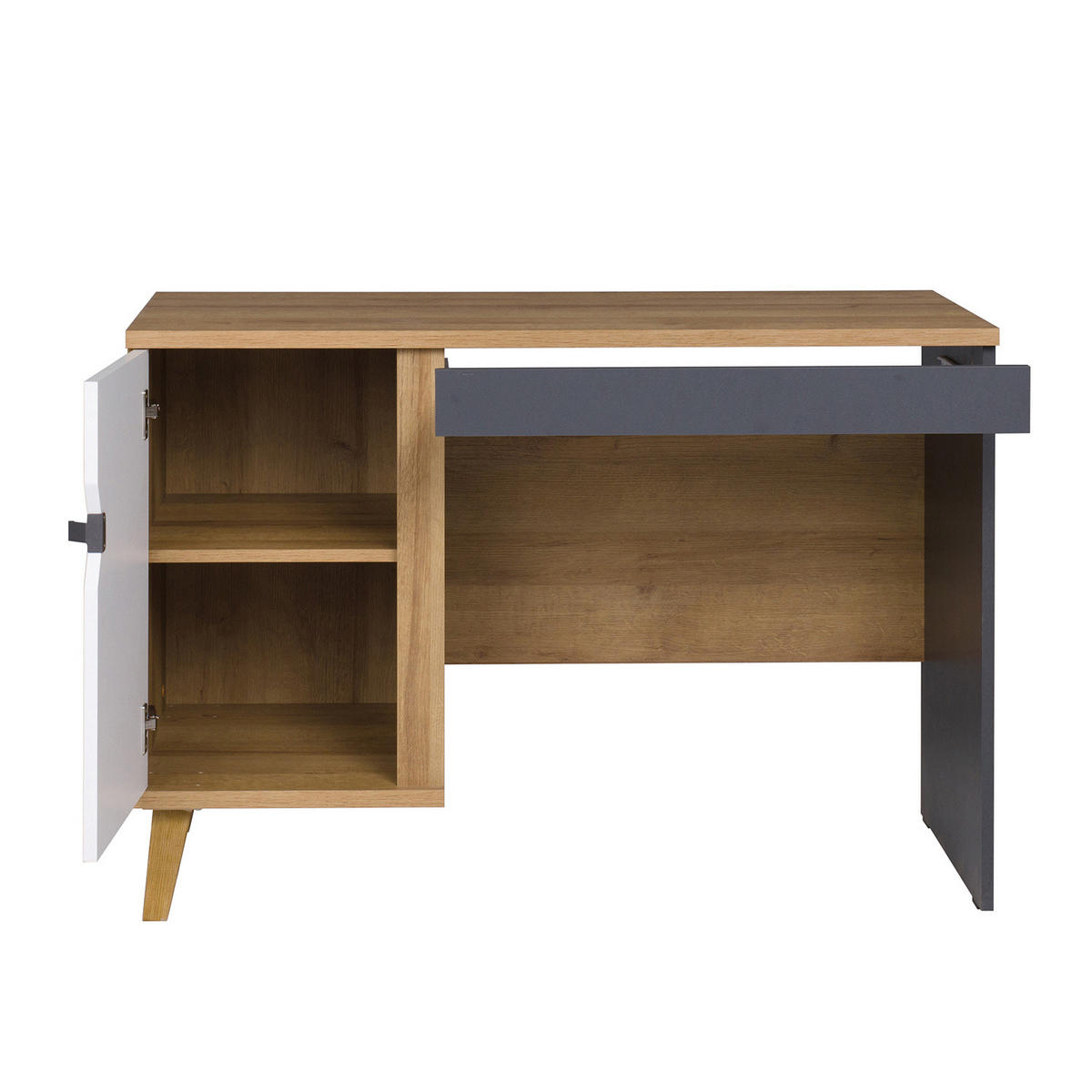 SCHREIBTISCH Aster 110x50 - Eichefarben/Graphitfarben, Holzwerkstoff/Kunststoff (50/110/75cm) - Ravio