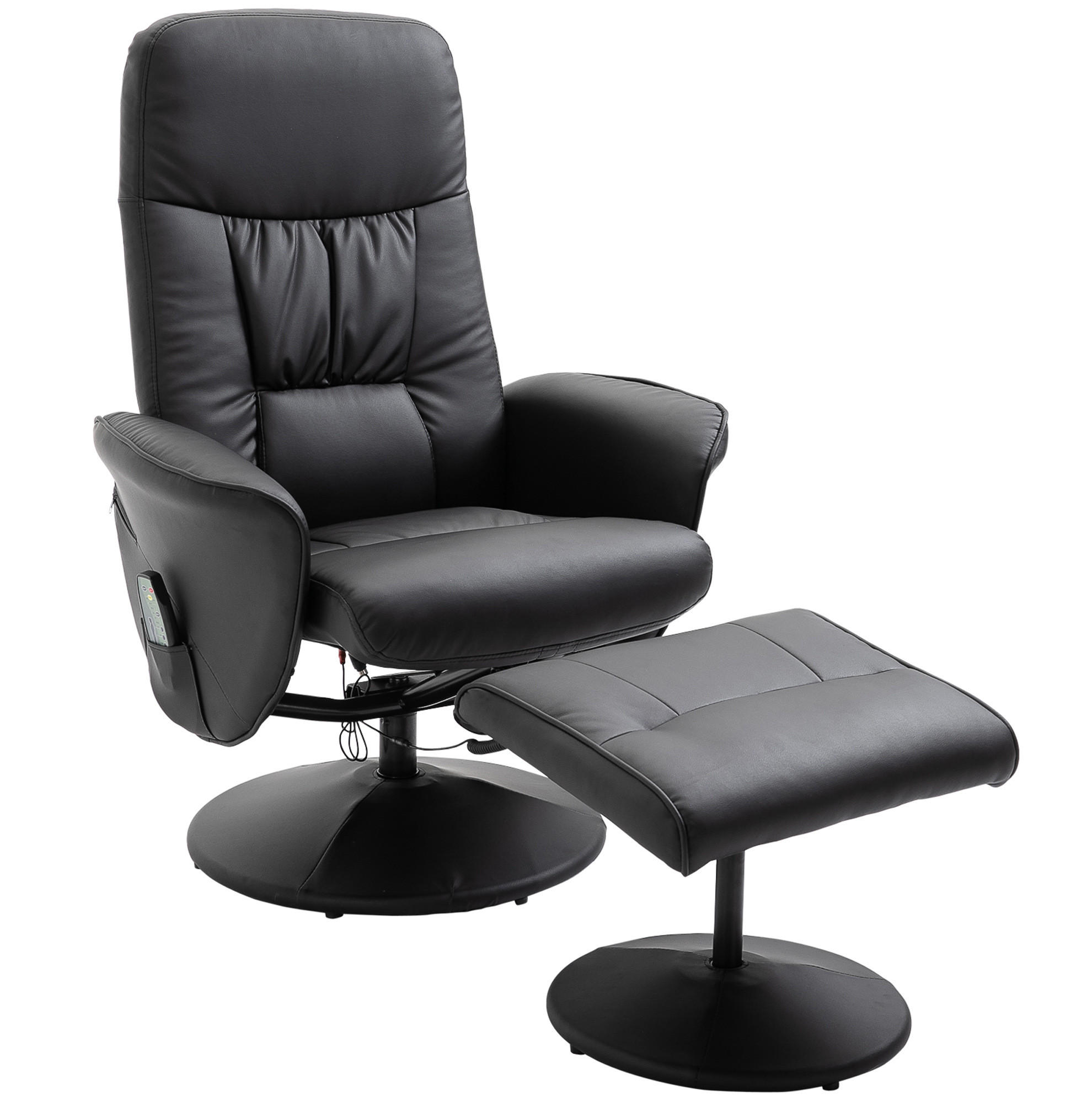 RELAXSESSELSET 76/81/105 cm in Schwarz mit Hocker, Massagefunktion und Liegefunktion - Schwarz, Kunststoff (81/105/76cm) - Flora Grace